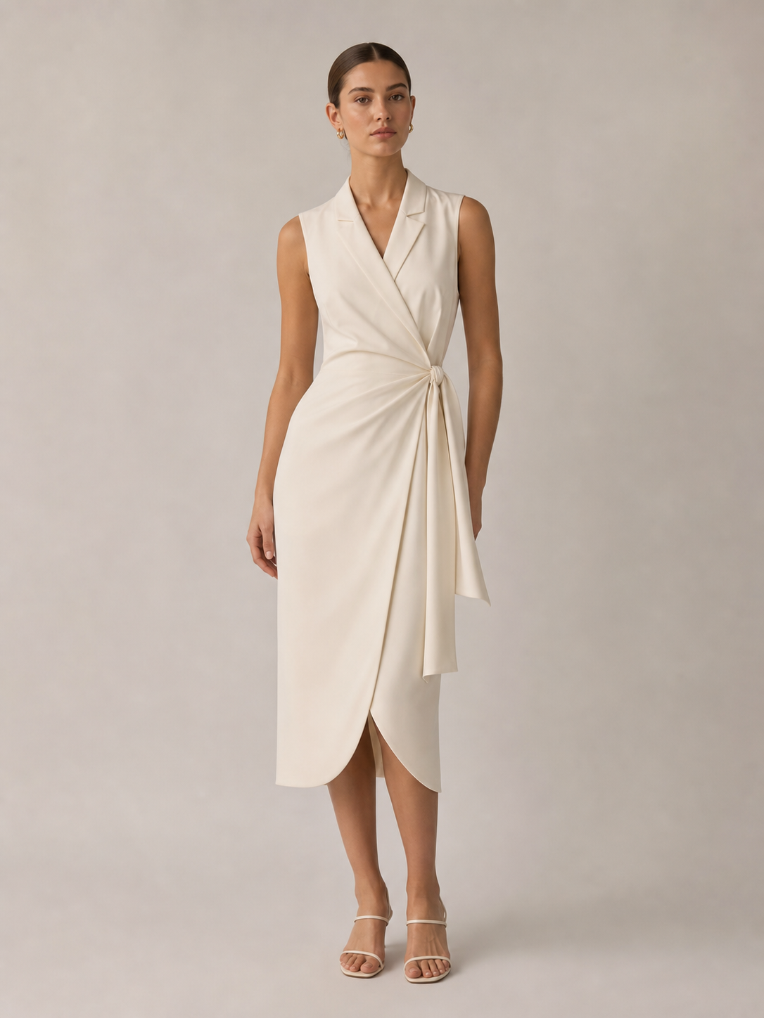 Ivory Wrap Midi Dress